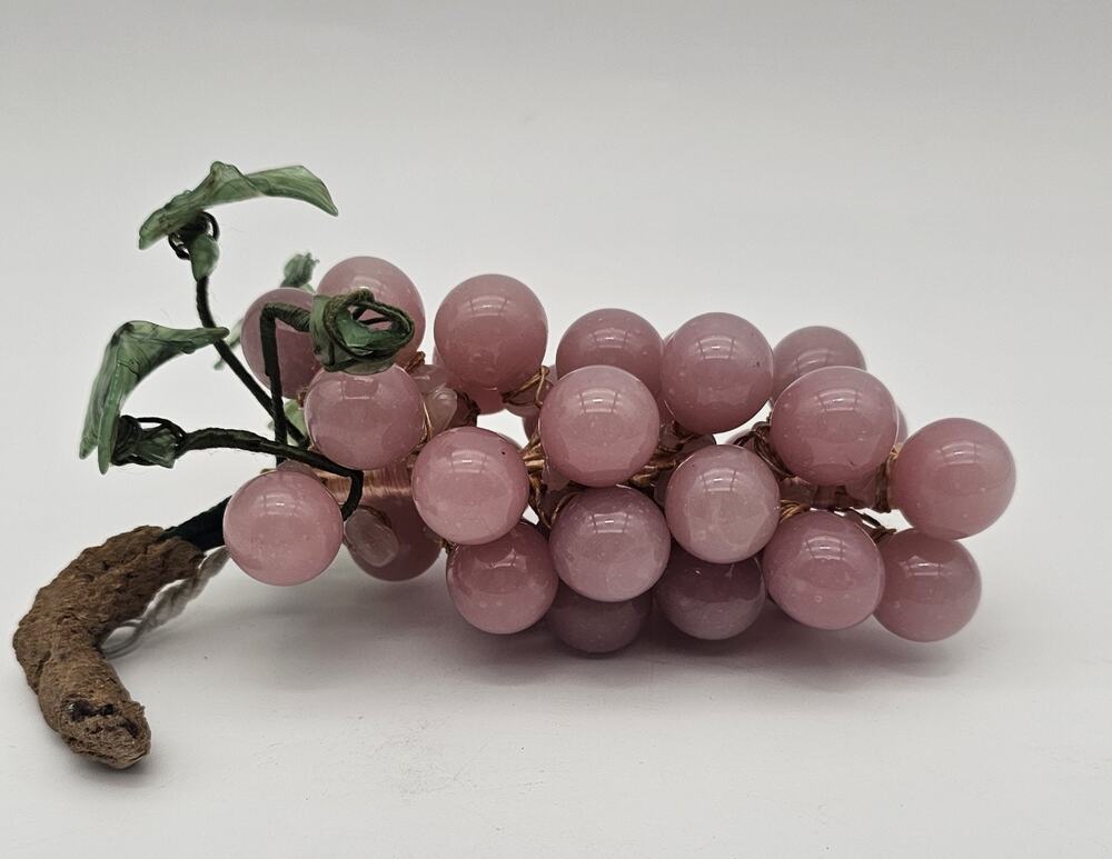 Vintage Chinese Jade and Rose Quartz Grapes Bunch
